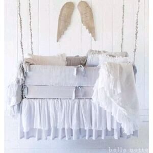 Bella Notte Valentina Ivory Cream Silk gathered crib dust‎ ruffle